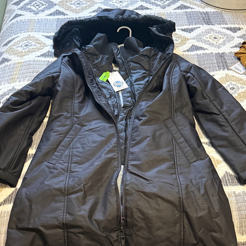 Women's Black Medium 2-1 Long Puffer